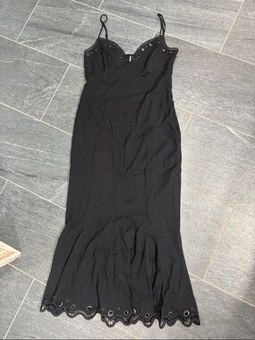 Black Eyelet Trim maxi dress